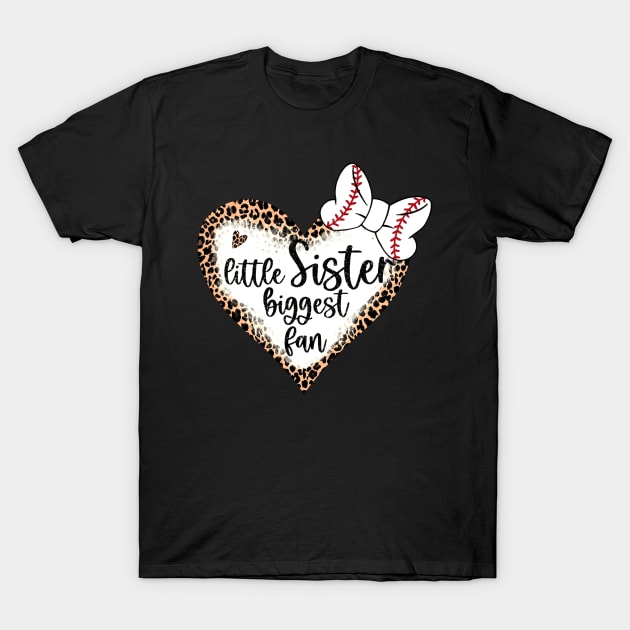 Baseball Little Sister Biggest Fan   Sister Baseball Heart T-Shirt by Wonder man 